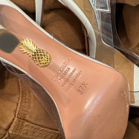 Aquazzura White Bridal Transparent PVC and Leather Bow Tie Pumps Heels Size 37.5 - Picture 6 of 7